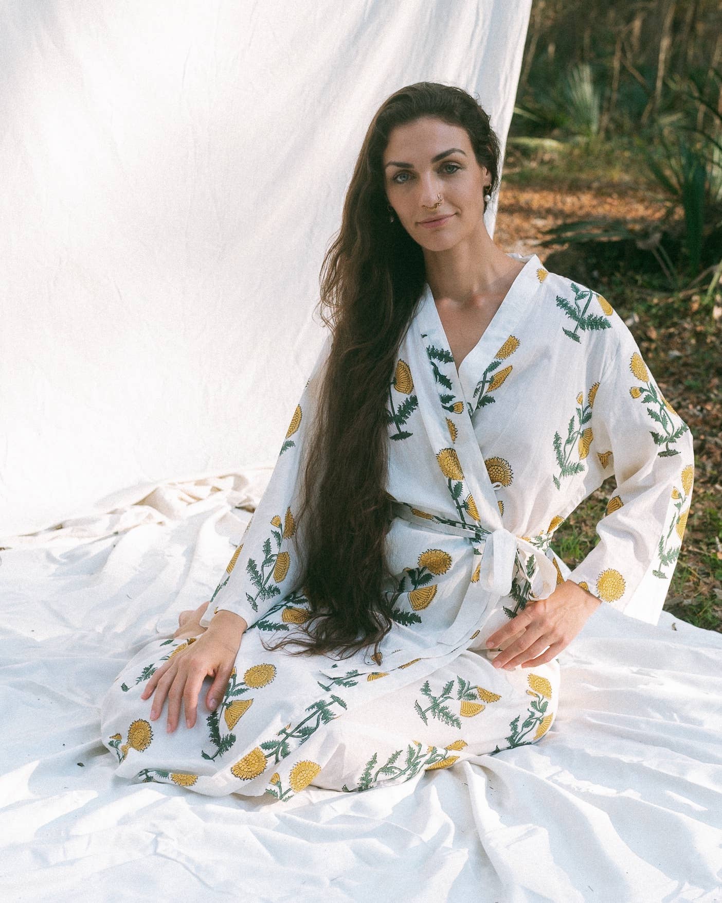 Cotton Block Print Robe
