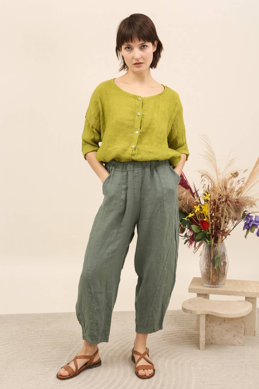 The Linen Barrel Pant