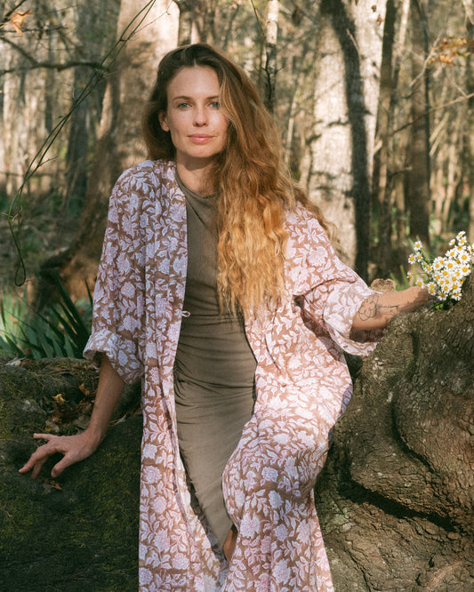 Goddess Block Print Robe