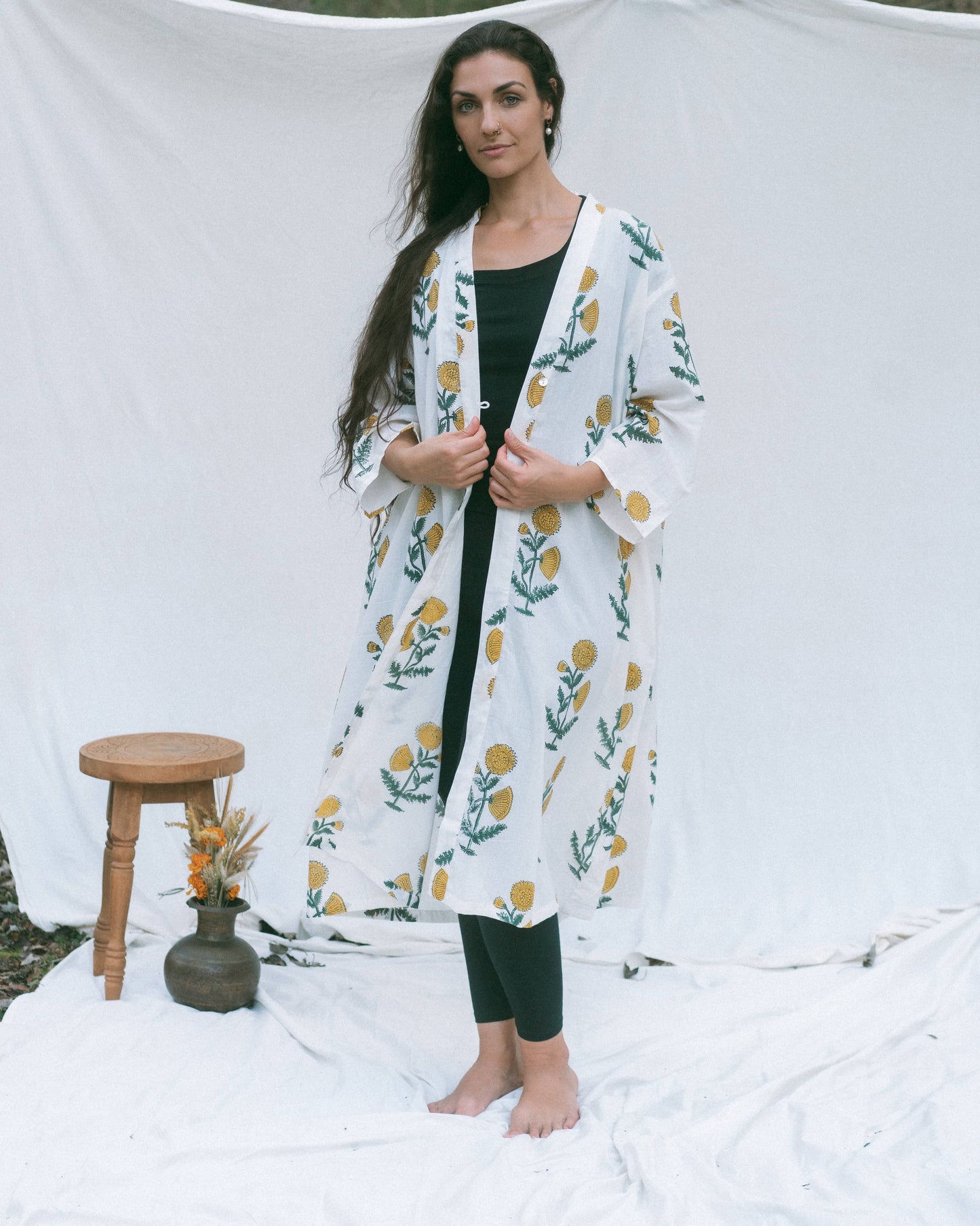 Cotton Block Print Robe